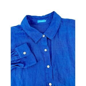 J.McLaughlin Womens Cobalt Blue 100% Linen Button Side Tunic Shirt Top RN 159246